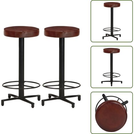 Barhocker 2 Stk. 66 cm Echtleder - Echtleder Barhocker - Barhocker Set - Küchenhocker - Thekenhocker - Wohnzimmer Dekoration