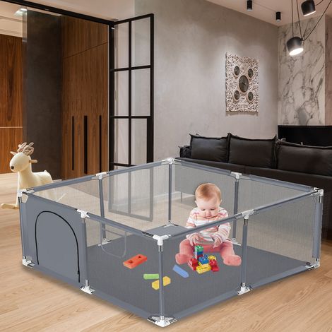 Parc d'enfant cloture de jeu 128 x 66cm gris noel ins-5694 Fantablau (1/5)