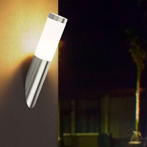 Wandleuchte aussen Edelstahl Gartenlampe Wand Wandlampe Modern, Fackel Optik, 1x E27,DxH 7,6x40 cm