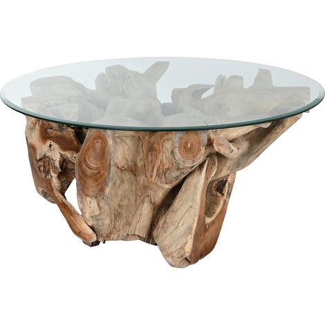 Mesa Centro Raiz De Teca Cristal 100X100X45 (1/5)