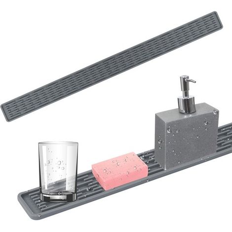 Küchen-Silikonmatte – Antirutschmatte für den Wasserhahn – Abtropfmatte – Grau – 70 x 5 x 0,5 cm (1/5)