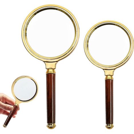 lupas de mano con aumento de 10X, lupa para adultos mayores, lupa ligera de alta claridad con lupa de cristal auténtico de 80 mm y 60 mm, además de ser irrompible, para aprender a leer en casa. (1/3)