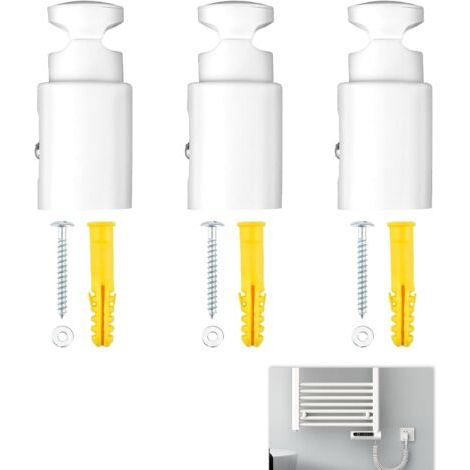 3 Pièces Fixation Sèche Serviette, Support Seche Serviette Universels Attache Seche Serviette, Distance Réglable, Résistant à l'Humidité et à la Chaleur, Convient aux Radiateurs Droits et Courbes (1/5)