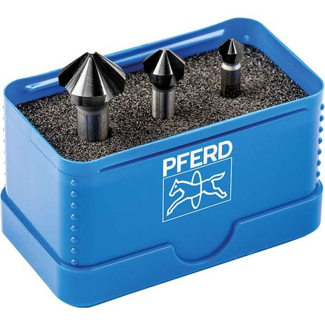 PFERD Set di 3 frese coniche HSS 90°, Ø 6,3 – 16,5 mm, DIN 335 C, HICOAT 25202158 – per svasare viti a 90° (1/2)