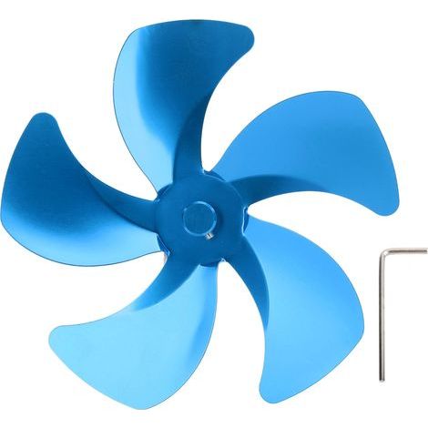 Ersatz-Lüfterflügel aus Aluminiumlegierung für Kaminöfen, verbessert die Warmluftzirkulation, passend für Kamine (5 Stück), blau (1/5)