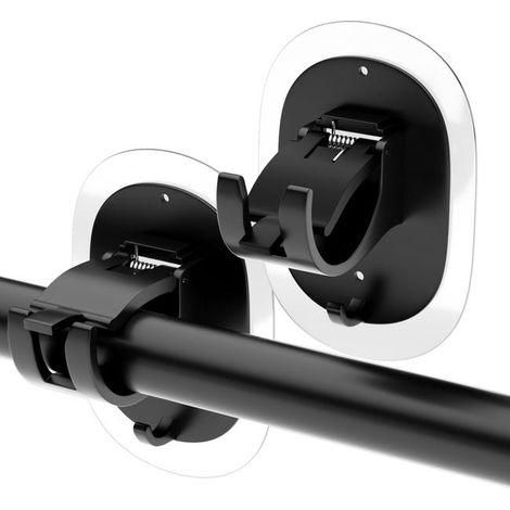 Supports de tringle à rideaux autocollants, sans perçage, faciles à installer - 2 pièces (noir) (1/5)