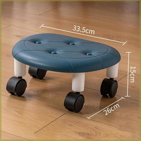 1 x Tabouret roulant, Cadre robuste, Roues universelles, Design compact, Plastique et Faux cuir, Pour atelier et bureau (1/5)