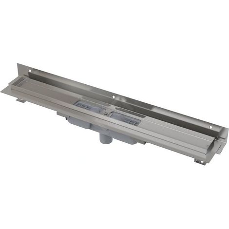 Alcadrain APZ1104 Caniveau de douche flexible bas avec rebord pour la grille perforée et collerette réglable pour le mur, évacuation verticale 550 mm (1/3)
