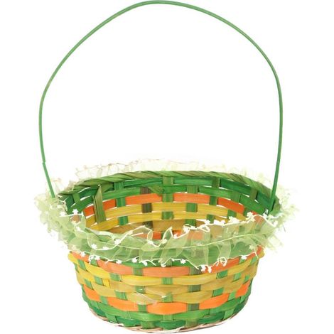 Cesta de Pascua con volantes para decoración de Pascua, diámetro 21 cm (1/2)