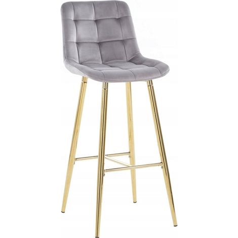 Taburete H2-FX de terciopelo gris (estructura dorada) (1/5)