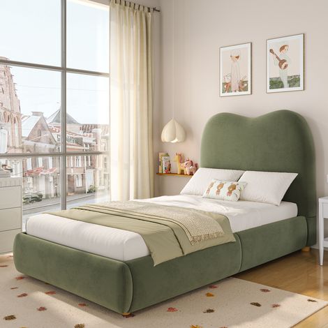 lit enfant lit rangement coffre velours vert 90x200 OKMYHOME (1/5)