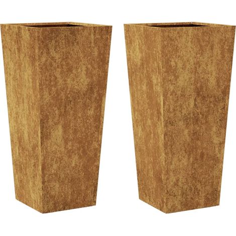 Jardinera para parterres elevados flores jardín terrazas juego de 2 35 x 35 x 75 cm acero corten color marrón 020038942