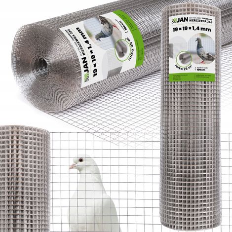 Grillage soudé en acier inoxydable 304 19x19x1,4 mm pour volière, cages de 25 m²