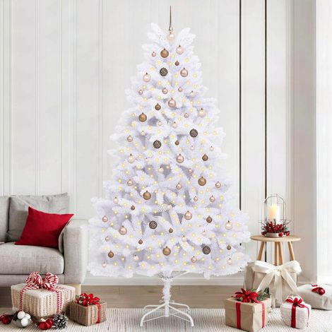 vidaXL Árbol de Navidad artificial 240 cm PVC y Acero Blanco (1/5)