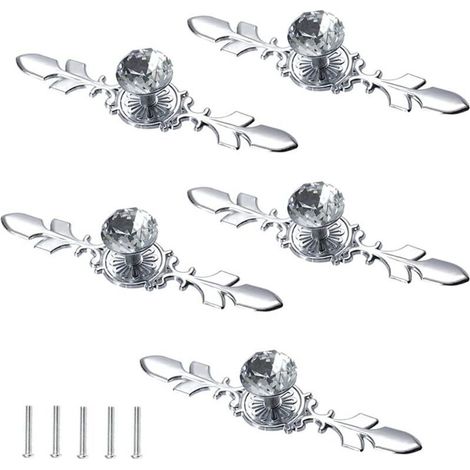Bouton de Meuble 5 Pièces Bouton de Porte Diamant Poignee de Meuble Diamant Bouton de Meuble Vintage avec Poignée 170mm (1/4)