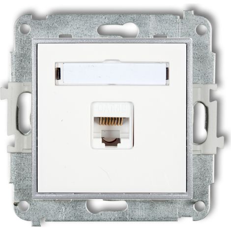 1x Internet-Steckdose ohne Rahmen Karlik Mini weiß/silber (1/2)