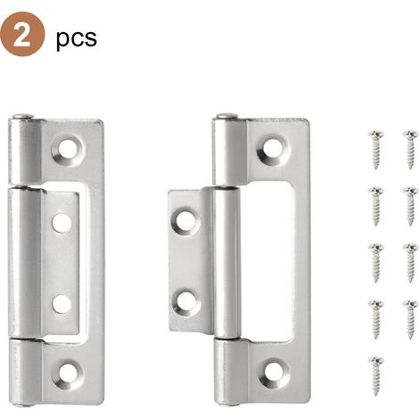 (Nickel 3 pouces, lot de 2) 2 charnières plates en métal à 360° pour portes de placard, fenêtres, boîtes en bois et accessoires de quincaillerie pour meubles. (1/5)