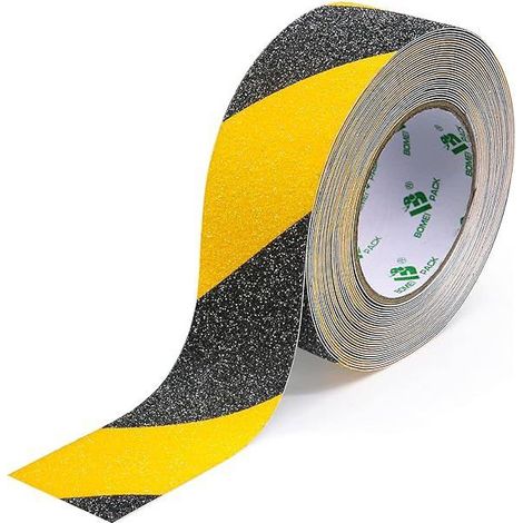 Ruban antidérapant pour escaliers, ruban antidérapant jaune et noir, marquages de sécurité (5 cm x 10 m) (1/5)