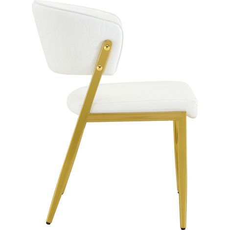 Set di 2 sedie da pranzo moderne in PU bianco con struttura in metallo e schienale ergonomico (1/5)