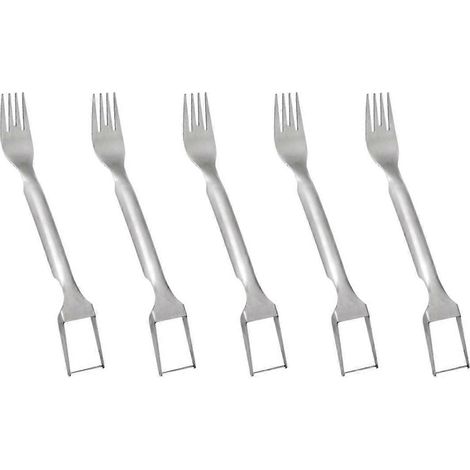 pièces en acier inoxydable, coupe-fruits, fourchettes à fruits doubles, couteau à trancher -- (1/5)