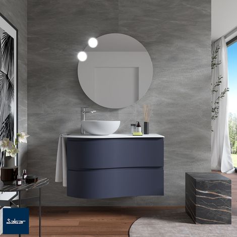 Salgar Schrank wandhängend MAM 900 NIGHT BLUE rechts 2 Metallauszug mit Softeinzug 897 x 540 x 505 mm (1/3)