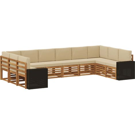 Outdoor Sofa Set 10 pcs Natural and Beige Polyester vidaXL (1/5)