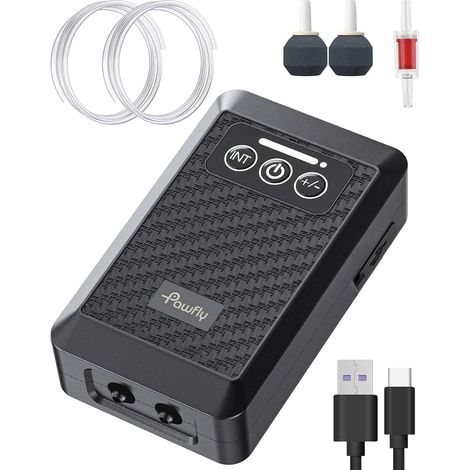 Pompe à Air Aquarium sur Batterie au Lithium Pompe à Oxygène Type C Rechargeable pour Aquarium 20-500 L Bulleur Aquarium Silencieux et Portable pour la Pêche en Plein Air Panne d'Électricité