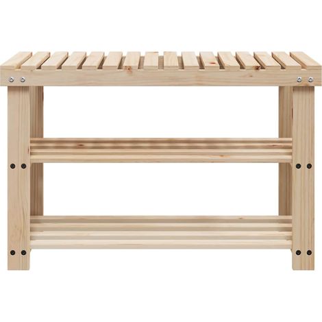 Armoire à Chaussures, Meuble Étagère de Rangement, 2 en 1 et dessus banc Bois de sapin massif OIB3358E (1/4)