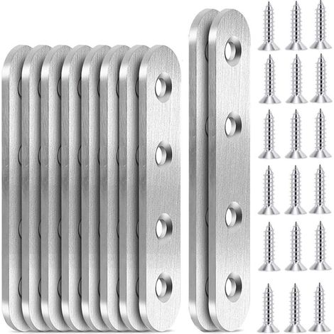 10PCS Fixation Droits Plats Plaques Pattes D'assemblage en Inox Sont Pattes d'assemblage Équerres Plaque de Réparation . 96 x 16 mm. 76 x 16 mm (1/3)