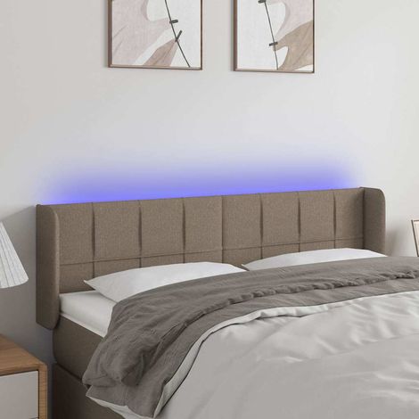 vidaXL Cabecero con LED de tela gris taupe 147x16x78/88 cm (1/5)