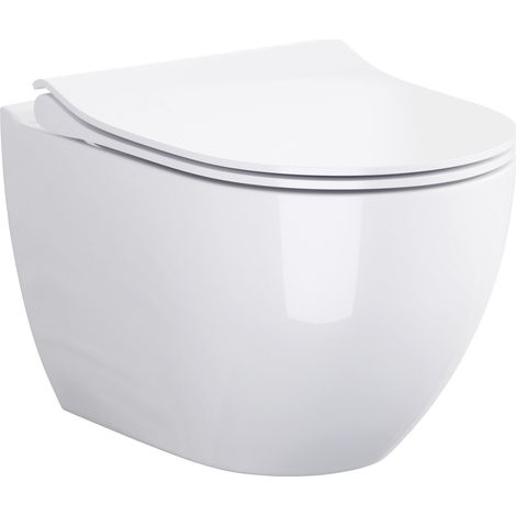 Primaster Wand WC spülrandlos Pandora Tiefspüler weiß inkl. WC Sitz WCs (1/2)