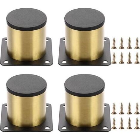 Lot de 4 pieds de meuble 5 cm en acier inoxydable – Montage facile avec vis – Design rond doré pour chaises, tables, canapés, armoires (1/4)