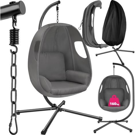 Fauteuil suspendu coussin d'assise épais pivotant 360° gris anthracite