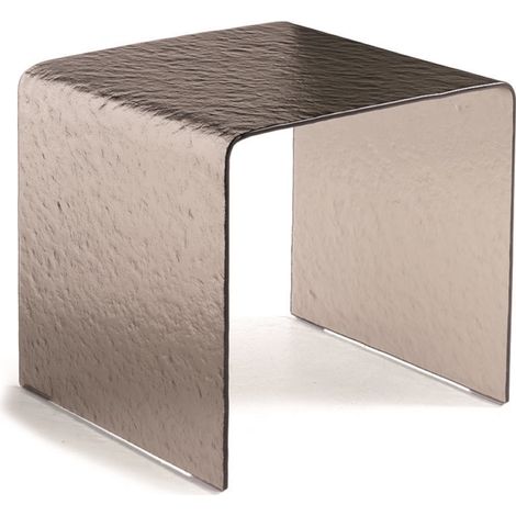 Tavolino salotto in vetro temperato effetto martellato bronzo - PLINIO (1/3)