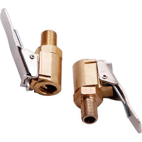 Embout de gonflage pneu 2 pièces, pince valve laiton, adaptateur fileté 8mm pour pompe voiture, camion, accessoire gonfleur pneumatique (1/5)