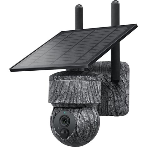 Caméra PTZ Solaire 3MP 4G SIM Caméras IP sans Extérieures WiFi avec Panneau Solaire Caméra de Vidéosurveillance de Sécurité Audio Bidirectionnelle (C) Installation Facile (1/5)
