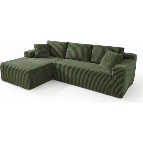 ELVMI Sofá modular con 4 configuraciones, cojines extraíbles y funda lavable, de espuma y muelles, verde (1/4)