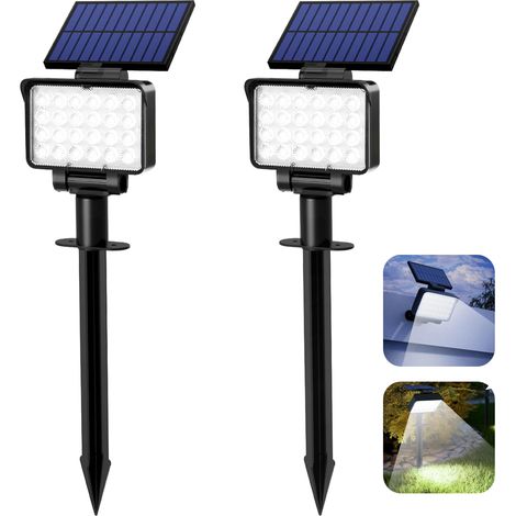Lot de 2 Spots Solaires d'extérieur, Projecteurs Solaires,IP65 étanches à 24 LED Lampes solaires pour Chemins, extérieur Jardins (1/5)