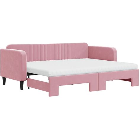 Maison Exclusive - Divano Letto Estraibile con Materassi Rosa 80x200 cm Velluto (1/5)