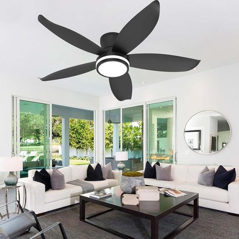 88cm Lustre Ventilateur De Plafond LED Dimmable, Silencieux 6 Vitesses, Moteur DC, Réversible Eté Hiver Plafonnier Ventilateur-Noir (1/5)