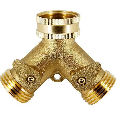 Raccord cannelé à trois voies pour tuyau d'arrosage 3/4 pouce (1 pièce)-6X5X1.9CM-Golden