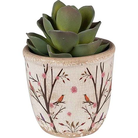 Pot de fleurs marron rose céramique 11x10x10cm (1/3)