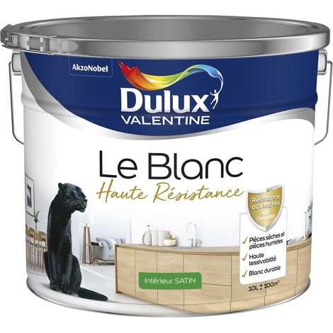 Peinture Blanche Haute Resistance Dulux Valentine Satin Blanc 10 L