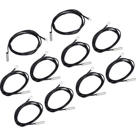 Lot de 10 sondes de température à thermistance NTC, tête cylindrique 5 x 25 mm, pour mesure de 5 kΩ (B3470)