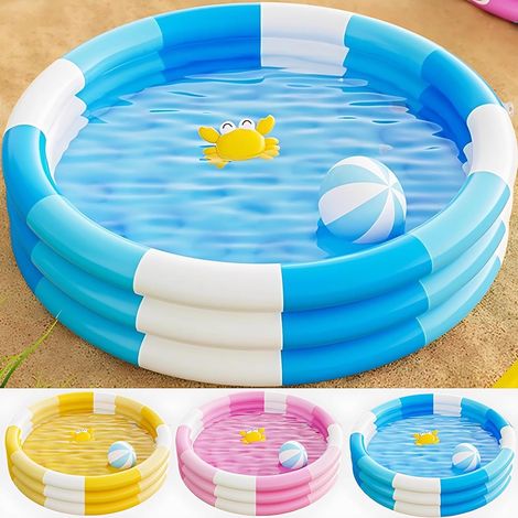 Piscine gonflable pour enfants, 3 anneaux, portable, pour jardin, fêtes aquatiques estivales, conçue pour les espaces de loisirs extérieurs de la maison.-AquaForge (1/5)