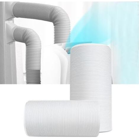 Tuyau d'évacuation pour climatiseur mobile - 130mm x 0.5m (PP renforcé. armature acier. extensible. rotation gauche) - Accessoire climatisation portable (1/2)