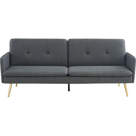 Canapé Droit Adam 3 Places Convertible en Tissu Anthracite (1/5)