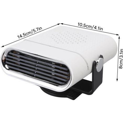 Chauffage de voiture Portable, chauffage rapide, Rotation à 360 degrés, dégivreur de pare-brise, désembueur, 12V, blanc (1/4)
