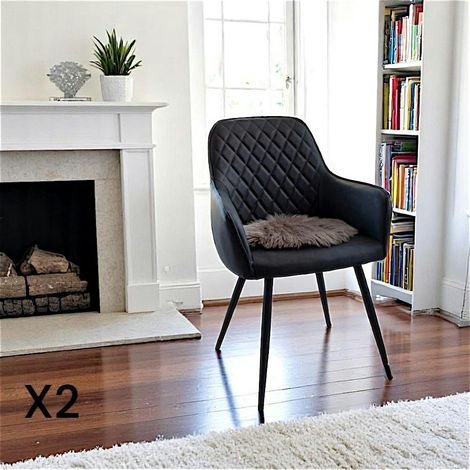 Fauteuil de table noir vintage (lot de 2) SAVONE (1/5)