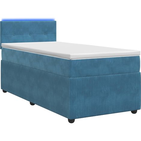Maison Exclusive - Letto box spring con materasso Blu 90 x 200 cm Velluto (1/5)